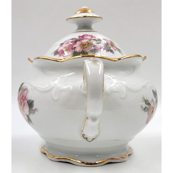 Schumann Arzberg Briar Rose Creamer & Sugar Set Bavaria Germany Gold Trim 1950s - Picture 6 of 16